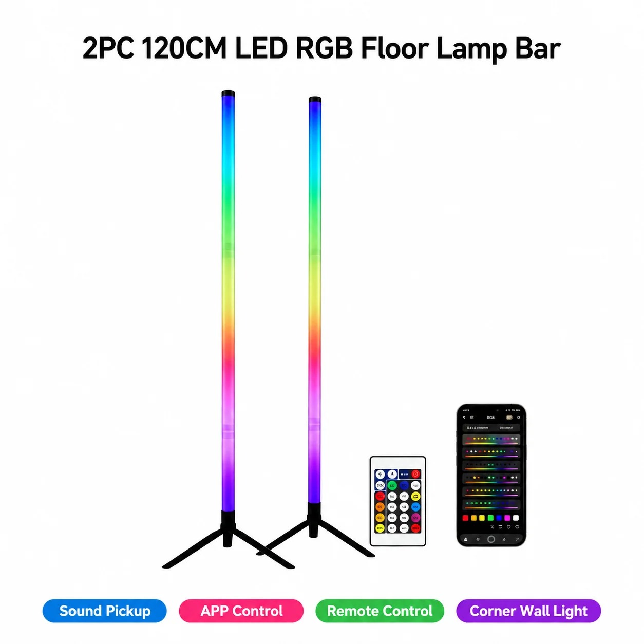 2 Pack RGB LED Corner Floor La - огляд і ціна Decor Lighting Floor Lamps