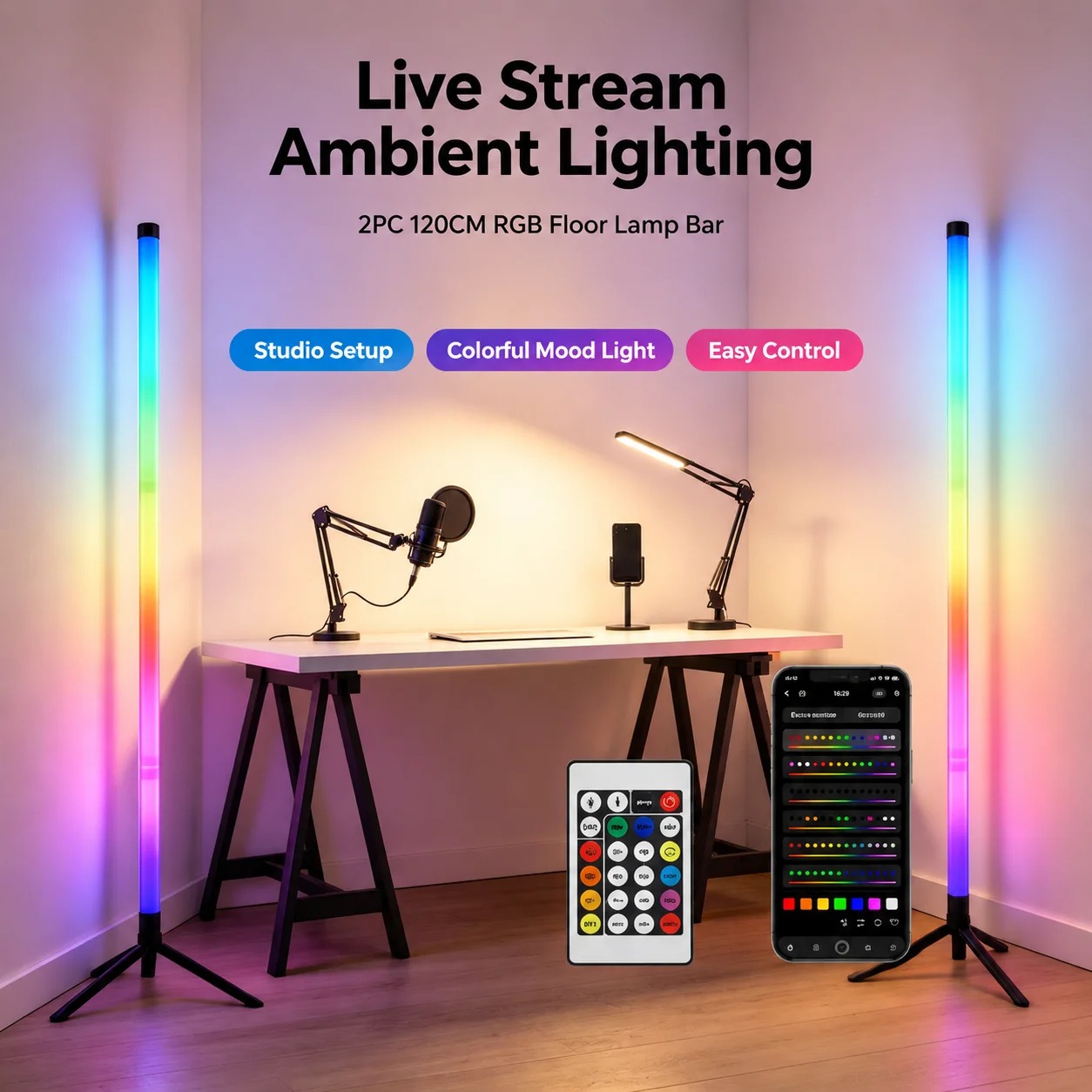 2 Pack RGB LED Corner Floor La - огляд і ціна Decor Lighting Floor Lamps