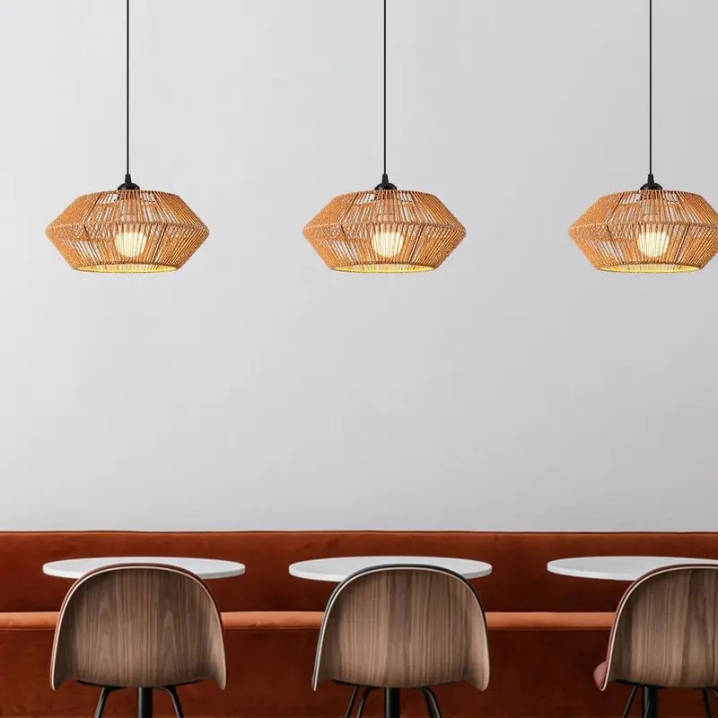 Boho Rattan Woven Pendant Ligh - огляд і ціна Geometric Lamp Shade