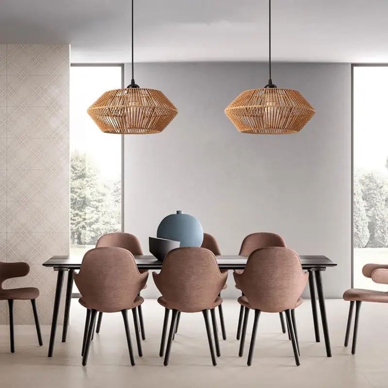 Boho Rattan Woven Pendant Ligh - огляд і ціна Geometric Lamp Shade